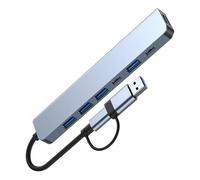 Asyduey Divisor de Concentrador USB C, Extensor USB 7 en 1 con 4 Puertos USB, 2 Puertos USB C para PC, Portátil/Teléfonos y Más Dispositivos