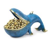 Asyduey Estatua de Ballena, Estatuilla de Ballena de Resina, Divertido de Caramelo, Cuenco para Llaves para Mesa de Entrada, Mesa de Escultura de Boca Grande, Azul Marino