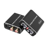 Asyduey Extensor de Audio Analógico de 3,5 mm Compatible para Extensión de Señal Máxima de 1640 Pies, Puertos de Cable Cat Duales para Teléfono/MP3/Reproductor de BLU-Ray