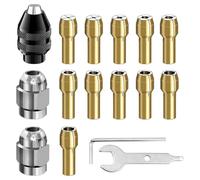 Asyduey Juego de 16 Pinzas para Portabrocas, Juego de Pinzas para Portabrocas de 1/32 A 1/8 de Pulgada con 11 Pinzas de Latón, 3 Portabrocas, 2 Llaves