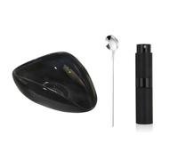 Asyduey Juego de 3 Piezas de Vaso Dosificador de Café en Grano, Pulverizador RDT y Cuchara, Accesorios para CafeteríA, Recipiente Dosificador de CeráMica Negro