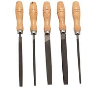 Asyduey Juego de Limas de Acero con Alto Contenido de Carbono con Asas de Madera Archivo de Escofina para Madera, Metal, PláStico, 5 Piezas (de Acero)