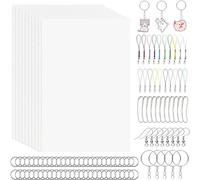 Asyduey Kit de 170 Hojas de Plástico Retráctil, Papel Artístico Retráctil con 15 Hojas, para Manualidades, Joyería, Bricolaje, 21x14,5 cm