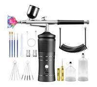 Asyduey Kit de Aerógrafo con Compresor, Kit de Aerógrafo de Alta Presión de 48 PSI con Boquilla de 0,3/0,5 mm y Juego de Cepillos de Limpieza A