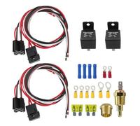 Asyduey Kit de Relé de Ventilador Eléctrico Doble, Kit de Interruptor de Termostato de Relé Automotriz de 40 AMP para Interruptor de Sensor de Temperatura 185 Encendido 175 Apagado