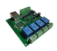 Asyduey LAN Ethernet RJ45 / IP Web Tarjeta de Control Remoto con Relé de 4 Canales Controlador de Red UDP W5500