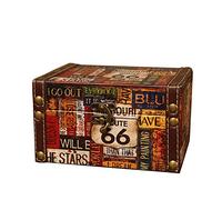 Asyduey Maleta Decorativa de Almacenamiento Vintage PequeñA Caja de Madera Retro Casket Lock Caja de Almacenamiento de Escritorio Acabado Muhe Jewelry Box 66 Road