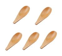 Asyduey Mini Cuchara de Madera de 5 Piezas Cuchara de Condimentos con Encargarse de Corto, para Café Hojas Sueltas de Té Leche en Polvo Dulces, Etc.