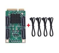 Asyduey Mini PCI-E SATA 4 Puertos SATA III 6G Mini PCI Express Tarjeta Controladora SATA3.0 Mini PCI Express Tarjeta Adaptadora SSD