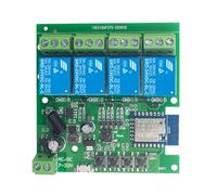 Asyduey Módulo Inteligente con Interruptor Inalámbrico WiFi de 4 Canales, CC 7 V-32 V, Autobloqueo, RF433, Relé de 10 A, Control por Aplicación Smart Life Tuya.