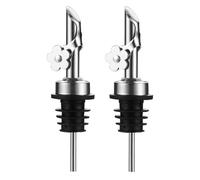 Asyduey Paquete 2 Boquillas Vertedoras de Aceite de Acero Inoxidable, Vertedores de de Repuesto, Vertedores de Licor con Boquilla de Aceite, FuncióN de AutomáTico Plateado