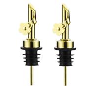 Asyduey Paquete de 2 Boquillas Vertedoras de Aceite de Acero Inoxidable, Vertedores de de Repuesto, Vertedores de Licor con Boquilla de Aceite, FuncióN de AutomáTico Dorado