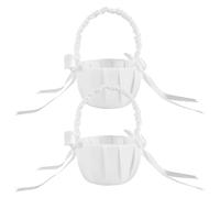 Asyduey Paquete de 2 Cestas de Flores de SatéN para Bodas, Cesta RomáNtica con Lazo para Fiestas, Rosas, Flores para NiñAs