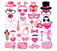 Asyduey Paquete de 35 Accesorios para FotomatóN del DíA de San ValentíN, Decoraciones para Fiestas con Carteles de Besos para Celebraciones RomáNticas