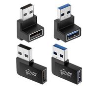 Asyduey Paquete de 4 Adaptadores USB 3.0 con áNgulo Vertical Arriba y Abajo, Conector Extensor USB Macho A Hembra en áNgulo Horizontal Izquierdo y Derecho