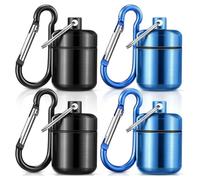 Asyduey Paquete de 4 Llaveros con Estuche Transporte para Tapones para los Oídos, Portátil,Estuche para Pastillas, Estuche Metal Impermeable para Tapones para los Oídos, Pastillero