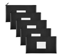 Asyduey Paquete de 5 Bolsas de Dinero para DepóSitos Bancarios con Cremallera, Bolsas de PU, Bolsas para Billetera con Etiqueta, para Monedas, CosméTicos, Facturas, Billetes,B