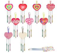 Asyduey Paquete de 9 Carillones de Viento con Forma de CorazóN, Haz Tu Propio CarillóN de Viento con Amor, Manualidades de Madera Coloridas para el DíA de San ValentíN B