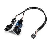 Asyduey Placa Base USB 2.0 9Pin Header 1 una 4 Extension Hub Splitter Adaptador Convertidor 30CM Cable Interno de 9 Pines