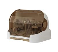 Asyduey Secador de Biberones Portátil con Tapa A Prueba de Polvo, Bandeja de Extraíble y Diseño de Almacenamiento Compacto, Color Marrón