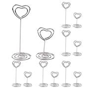 Asyduey Soporte de Tarjetas de 30 Piezas con Forma de CorazóN Soporte de Imagen para Mesa Soporte de Alambre para Fotos Clips de Menú para el NúMero del Banquete de Boda, Plateado