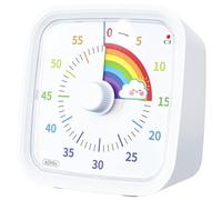 Asyduey Temporizador Visual de 60 Minutos con Protectora, Temporizador de Disco Arcoíris, Herramienta de Gestión del Tiempo de Cuenta Regresiva Silenciosa, Color