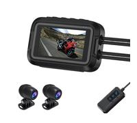Asyduey V9 Motocicleta Dashcam WiFi 1080P Cámara Frontal Trasera Impermeable Motocicleta Grabadora de Vídeo Cámara con Monitor de Estacionamiento A