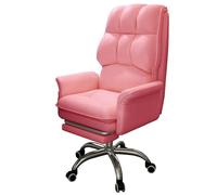 ASYHONG Silla de Escritorio de Oficina en casa ergonómica, sillón Giratorio de 360 ° con Respaldo inclinable, Altura Ajustable, cómoda Silla de tocador tapizada con reposapiés (Rosa, 95 cm) KeYJ