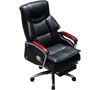 ASYHONG Silla de Oficina de Cuero de Espalda Alta con función reclinable y Silla ejecutiva de Brown Rojo del reposapiés, Negro KeYJ