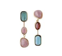 Asymmetrical Color-Blocked Gem Dangle Earrings for Women, Candy-Tone Statement Long Earrings, Playful Fashion & Gift Jewelry