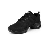 Asyusyu Zapatillas de baile transpirables para mujer, con cordones, para jazz, zapatillas de entrenamiento para bailar, Black, 37 EU