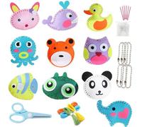 Aszaui 10 Piezas Fieltro para Manualidades,Kit Costura Niños,Animales del Bosque Set para Aprender, Kit de Costura para Principiantes, Manualidades Niños 10 Años, Regalo de Artesanía de Bricolaje