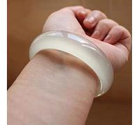 ASZHQUXIUAS Pulsera de Jade, Pulsera China, joyería de Jade for Mujer, Pulsera de Jade Blanco Hielo Natural, Pulsera de Jade con Caja,(62mm)