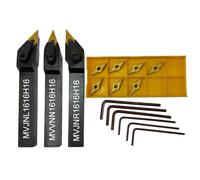 ASZLBYM 13pc 5/8" Herramienta de torneado de 16mm MVJNR1616H16+MVVNN1616H16+MVJNL1616H16 de barra de mandrinar de torno CNC indexable y 10pc VNMG160404-MA/VNMG331-MA Inserto indexables de carburo