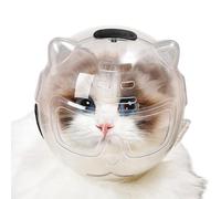 At Helmet For Grooming - PET Small Large Sizes | Anti Bite Breathable Transparente Face Cover | Protective Kitten Hood For Bathing Nail Clipping Haircut Shaving Care And Daily Safety Use