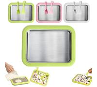 At Home - Kit de máquina de helados enrollados, bandeja portátil instantánea de helados enrollados con 2 raspadores, bandeja de helado de acero inoxidable para divertidos postres de congelador (verde)