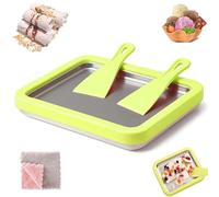 At-Home Rolled Ice Cream Maker Kit,Diy Homemade Rolled Ice Cream Tray,Instant Freeze Plate With 2 Scrapers,Stainless Steel Dessert Maker,For Yogurt Sorbet And Fun Family (Pink, ONESIZE)