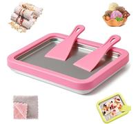 At-Home Rolled Ice Cream Maker Kit,Diy Homemade Rolled Ice Cream Tray,Instant Freeze Plate With 2 Scrapers,Stainless Steel Dessert Maker,For Yogurt Sorbet And Fun Family (White, ONESIZE)