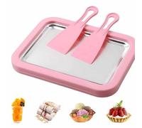 At-Home Rolled Ice Cream Maker Kit,Instant Freeze Plate with 2 Scrapers,DIY Ice Cream Roller Pan,Ice Stir Frying Machine,Fun Family Dessert Activities,for Kids and Adults at Home Yogurt(Pink)