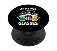 At My Age I Need Glasses Funny St Patricks Day Humor tee PopSockets PopGrip Adhesivo