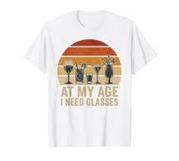 At My Age I Need Glasses Vintage Sunset Cocktail Art Camiseta gráfica económica, Hombre, Blanco, M