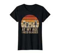 At My Age I Need Glasses Vintage Sunset Cocktail Art Camiseta gráfica económica, Mujer, Negro, XS