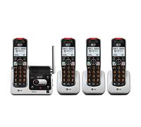 AT&T BL102-4 DECT 6.0 Teléfono inalámbrico de 4 auriculares para el hogar con contestadora, bloqueo de llamadas, anunciador de identificación de llamadas, asistencia de audio, intercomunicador y rango