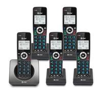 AT&T GL2101-5 DECT 6.0 - Teléfono casero inalámbrico con bloqueo de llamadas, identificador de llamadas, altavoz de teléfono dúplex completo, visualización retroiluminada blanca de 2 pulgadas, teclado