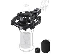 AT2020 - Filtro pop de micrófono con soporte de choque para micrófono AT2020 antivibración de suspensión Shonck, compatible con micrófono Audio-Technica AT2020 y soporte de micrófono de brazo de brazo