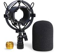 AT2020 Shock Mount with Pop Filter - Foam Windscreen with Microphone Shockmount Reduces Vibration Noise and Blocks Out Plosives for Audio Technica AT2020 AT2035 ATR2500 Condenser Mic by YOUSHARES