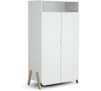 AT4 Armario infantil de 2 puertas en madera Blanco/Haya 100 x 50 x 176 cm