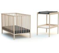 AT4 Cama y cambiador para la habitación del bebé madera Haya Cruda