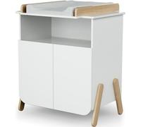 AT4 Cambiador de 2 puertas en madera Blanco y Haya