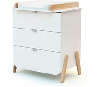 AT4 Cambiador de 3 cajones en madera Blanco y Haya
